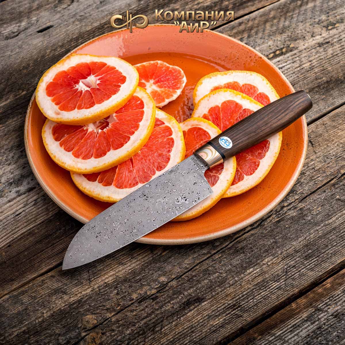 Сантоку (макасар, мокуме гане) дамасская сталь ZD-1407 - Компания «АиР»