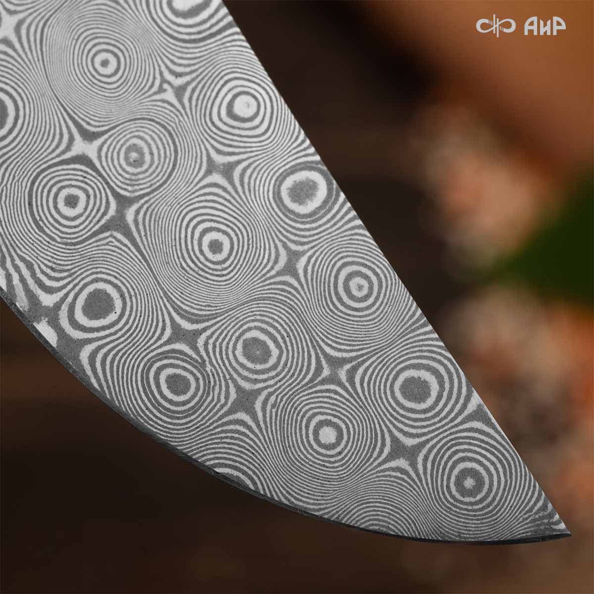 Пчак (композит светящийся и изменяющий цвет, узор волны, ЗлаТи (ZlaTi), кастомная заточка) дамасская сталь ZDI-1016, узор пирамида нью - Компания «АиР»