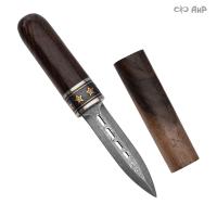  Нож Сигара (ореховый кап, золото, серебро), дамасская сталь ZDI-1016 - Компания «АиР»
