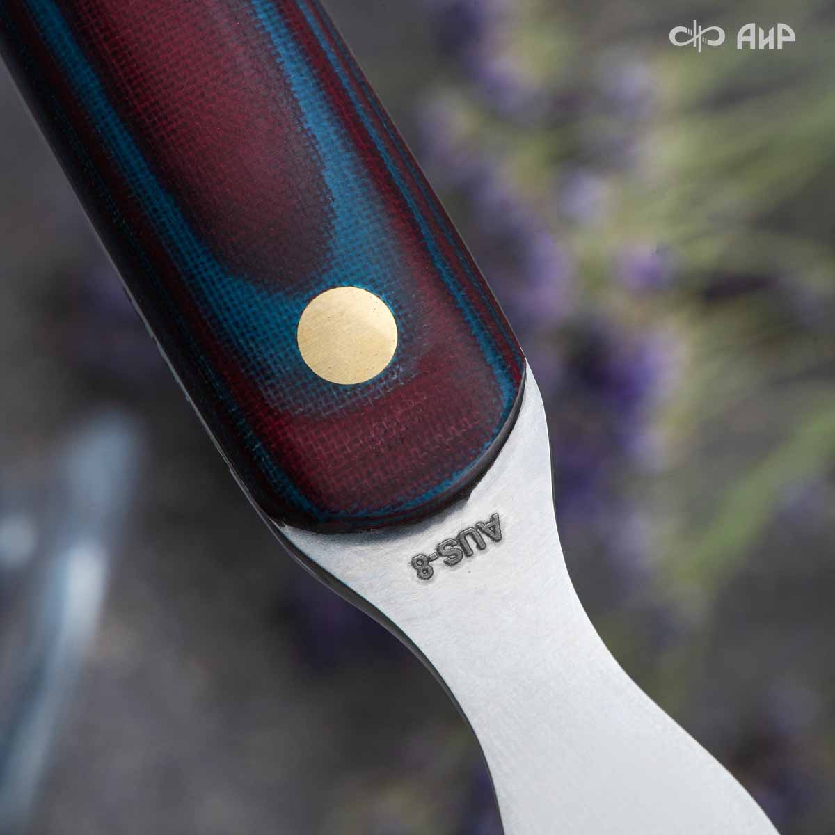 Набор Стейковый ЦМ (нож и вилка, микарта красно-синяя) - Компания «АиР»