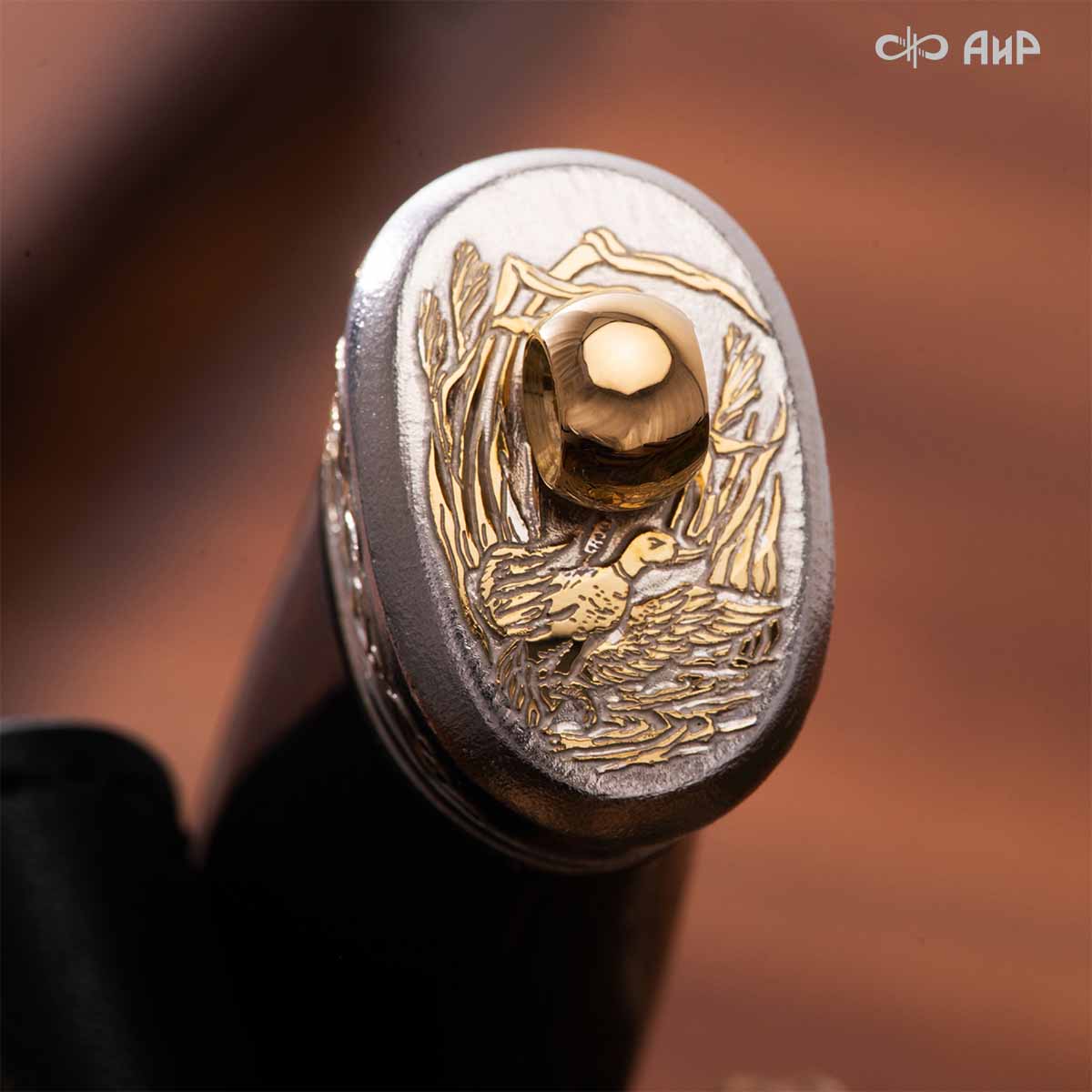 Нож Лиса с сюжетом Сезон охоты на уток, комбинированные ножны, Артикул: 38367 - Компания «АиР»