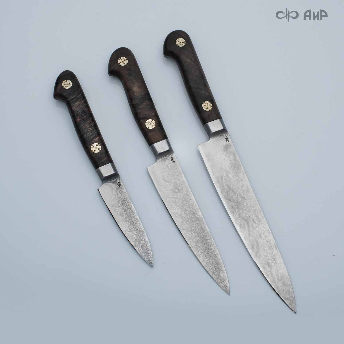 Овощной ЦМ интегральный (стабилизированный кап ореховый, мозаичные пины) дамасская сталь ZDI-1016 - Компания «АиР»