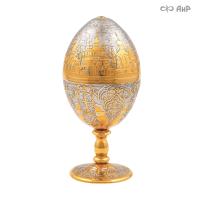  Яйцо сувенирное Пасхальное с фианитом аква, Артикул: 36877