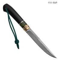 Нож Финка-5, стабилизированный граб, стабилизированный кап клена зеленый, авторские ножны, Артикул: 38903