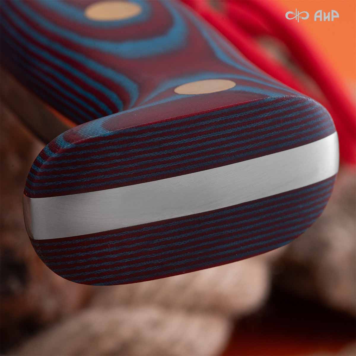 Уралмаш тесак (микарта красно-синяя, паракорд с темлячным узлом, кастомная заточка) - Компания «АиР»