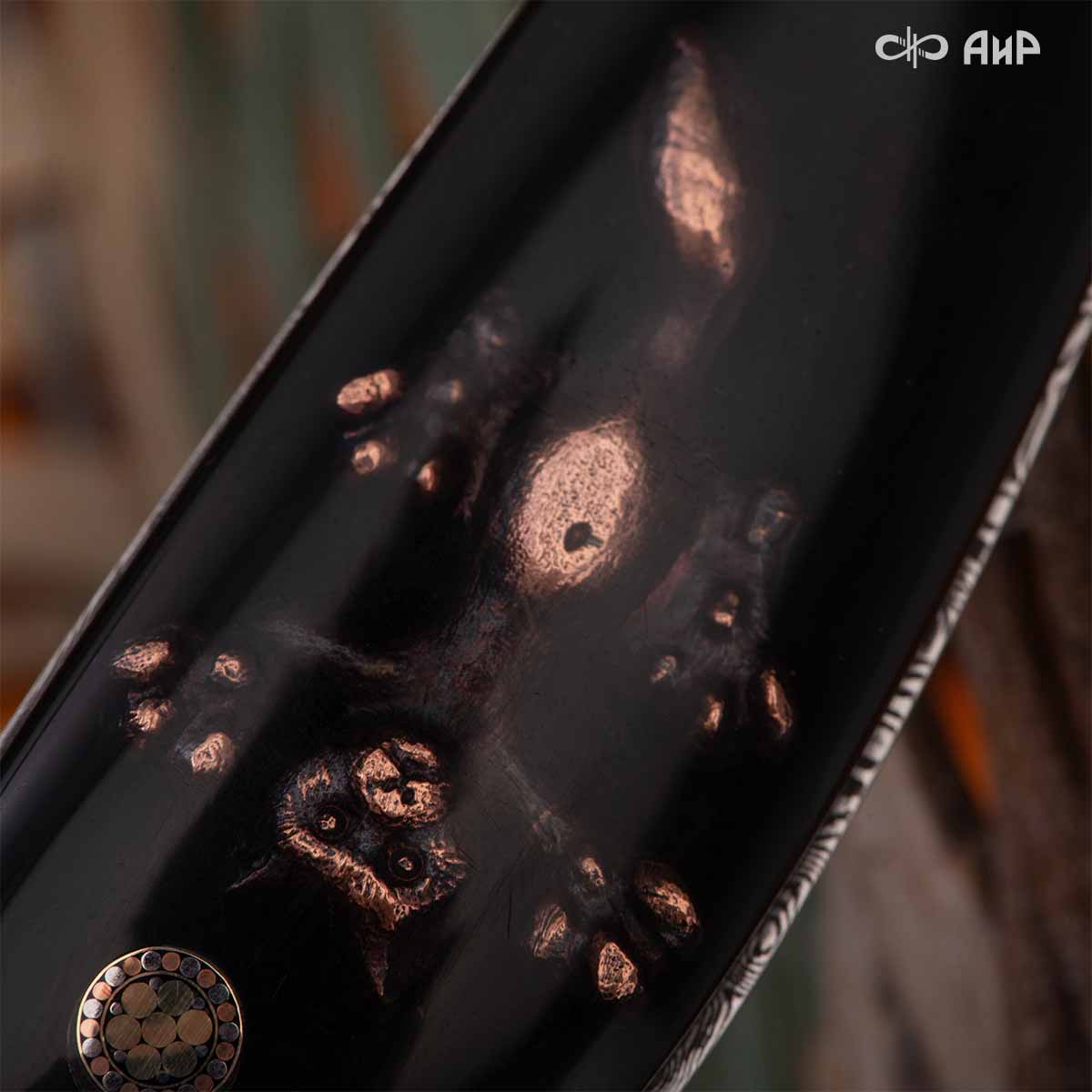 Нож Котэ, ювелирный полимер, латунь, патинирование меди, дамасская сталь ZDI-1016, дикий, Артикул: AF0000022695 - Компания «АиР»