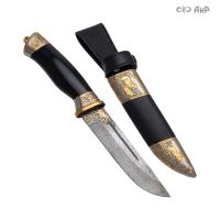 Нож Бекас с сюжетом Лесные волки, комбинированные ножны, Артикул: 39236