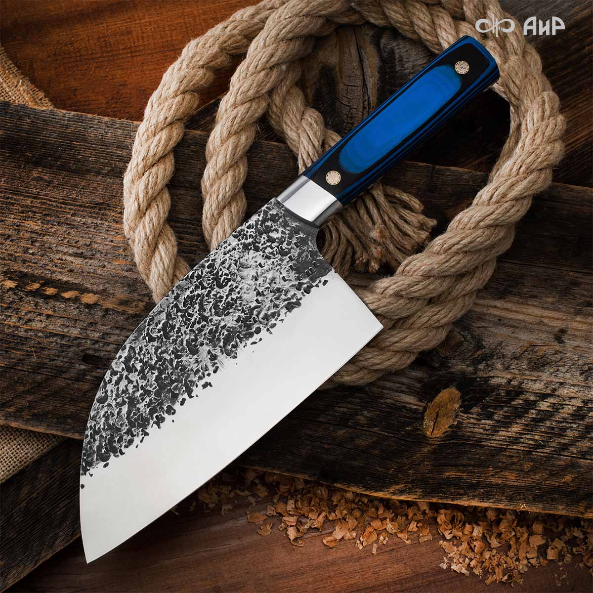 Сербский нож ЦМ (G10 черно-синий, мозаичные пины, кастомная заточка) - Компания «АиР»