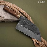 Сербский нож ЦМ (стабилизированная карельская береза коричневая, мокуме гане, кастомная заточка), дамасская сталь ZDI-1016