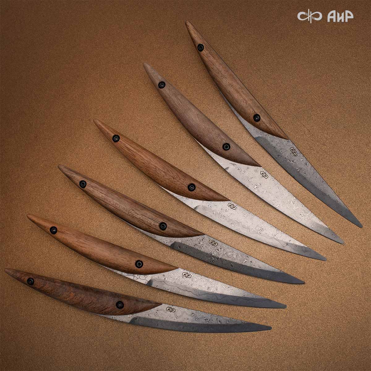 Набор стейковых ножей ЦМ (орех) дамасская сталь ZDI-1016 - Компания «АиР»