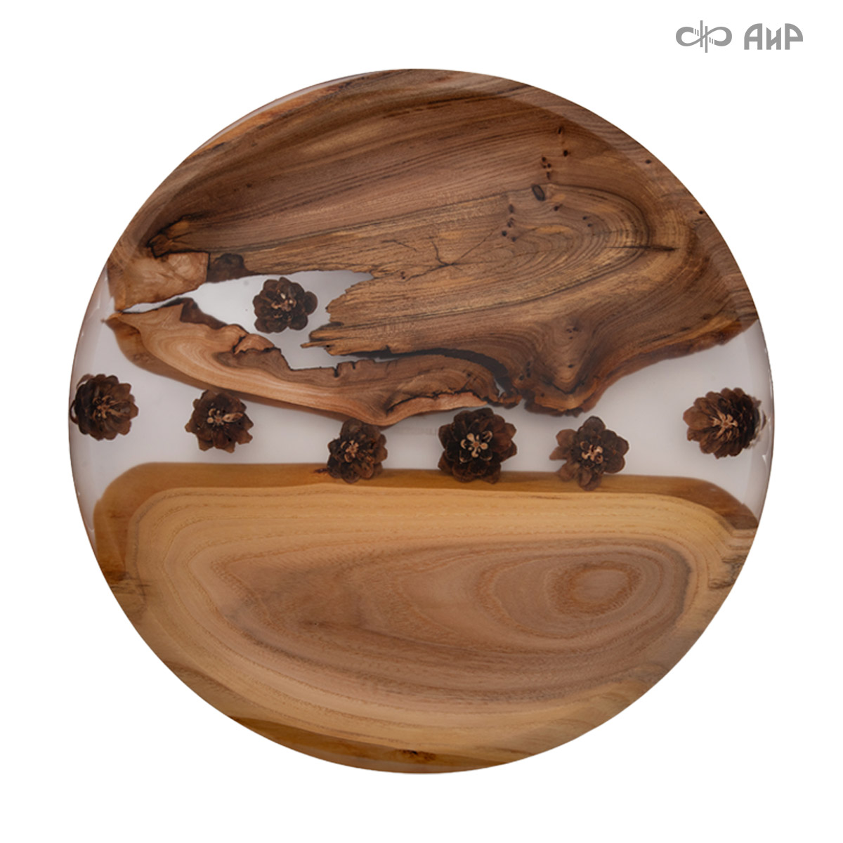 Тарелка Таганай, кап карагача, с шишками сосны, 35 см - Компания «АиР»