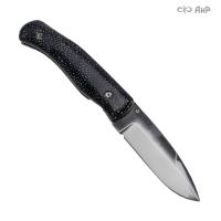 Нож складной Хаски, Цитадель (CITADEL), кожа ската черная полированная, кованый клинок