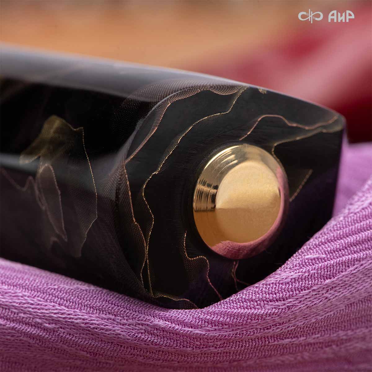 Пчак (композит с бронзовой и латунной микросеткой волны, мокуме гане, кастомная заточка) дамасская сталь ZDI-1016, узор взрыв - Компания «АиР»