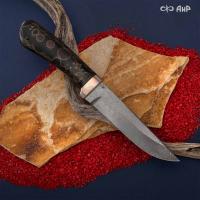 Лиса (композит с латунной и бронзовой микросеткой луна, черный, мокуме гане) дамасская сталь ZDI-1016, узор капля NEW - Компания «АиР»