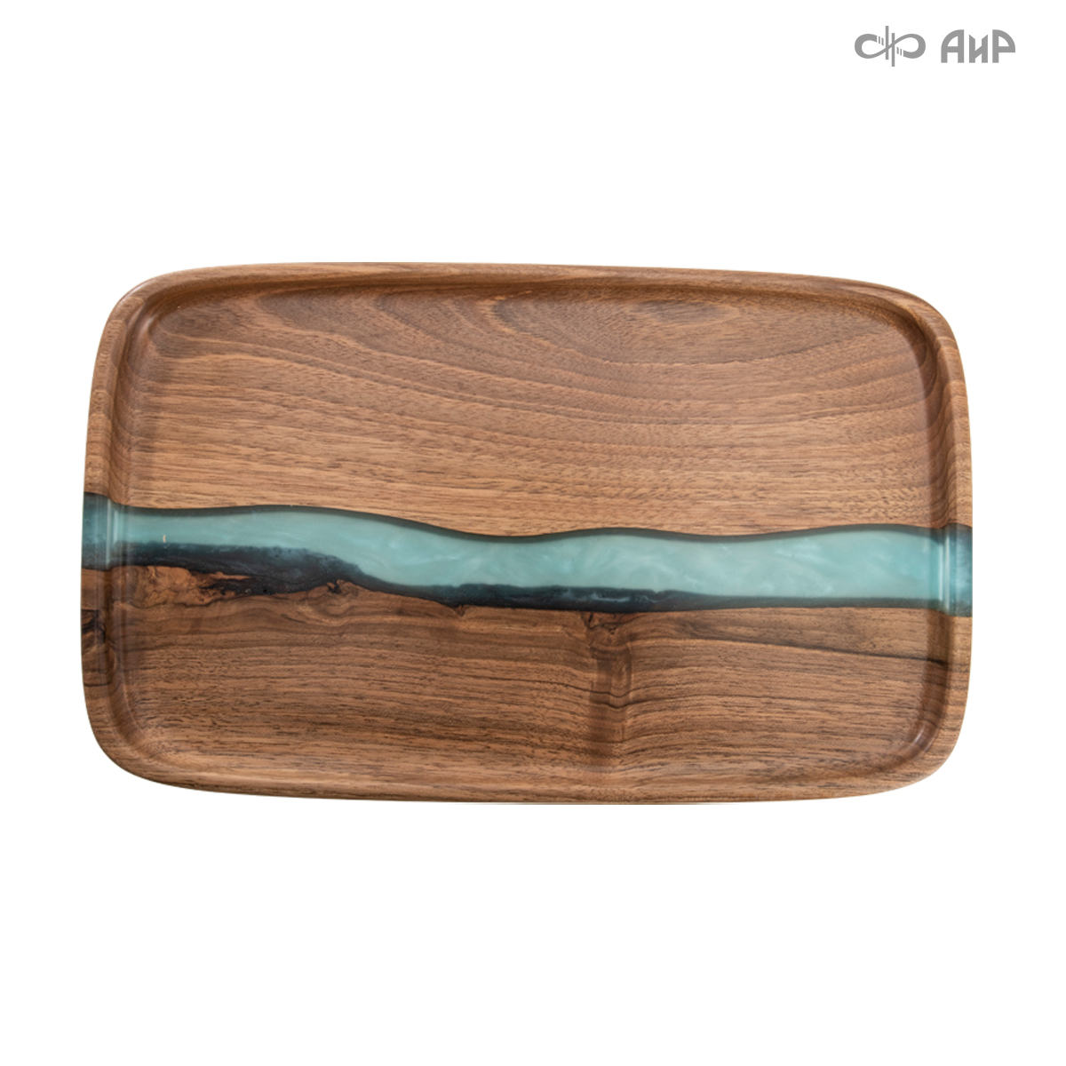 Поднос сервировочный AURA, орех, бирюза, 35 см - Компания «АиР»