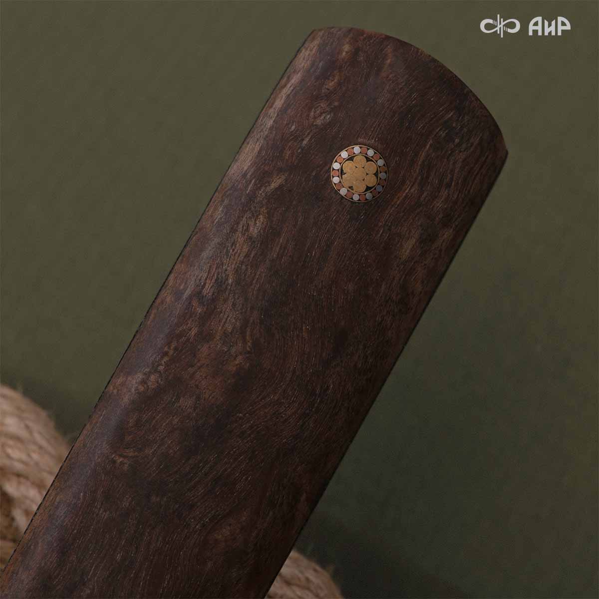 Сербский нож ЦМ (стабилизированная карельская береза коричневая, мокуме гане, кастомная заточка), дамасская сталь ZDI-1016 - Компания «АиР»