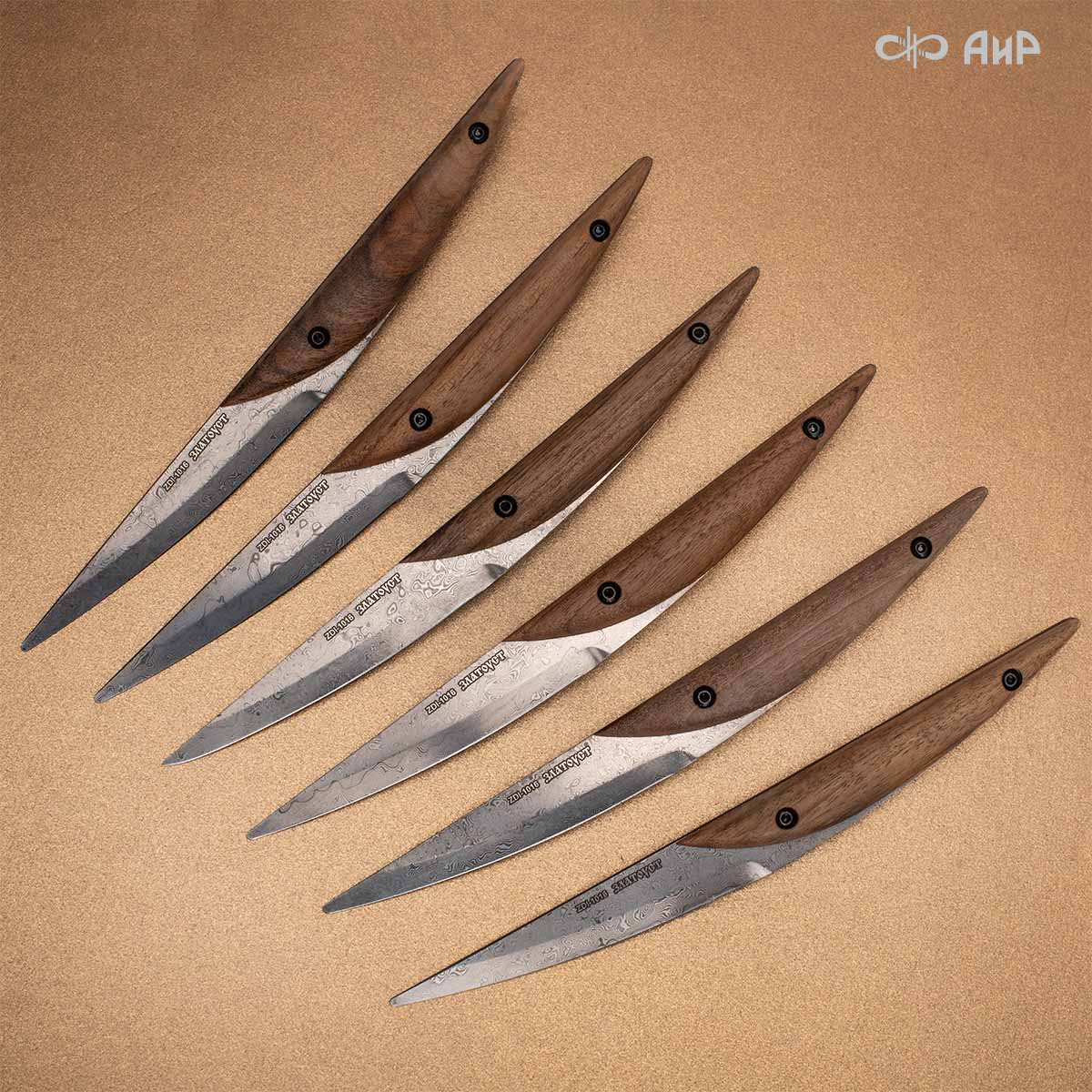 Набор стейковых ножей ЦМ (орех) дамасская сталь ZDI-1016 - Компания «АиР»