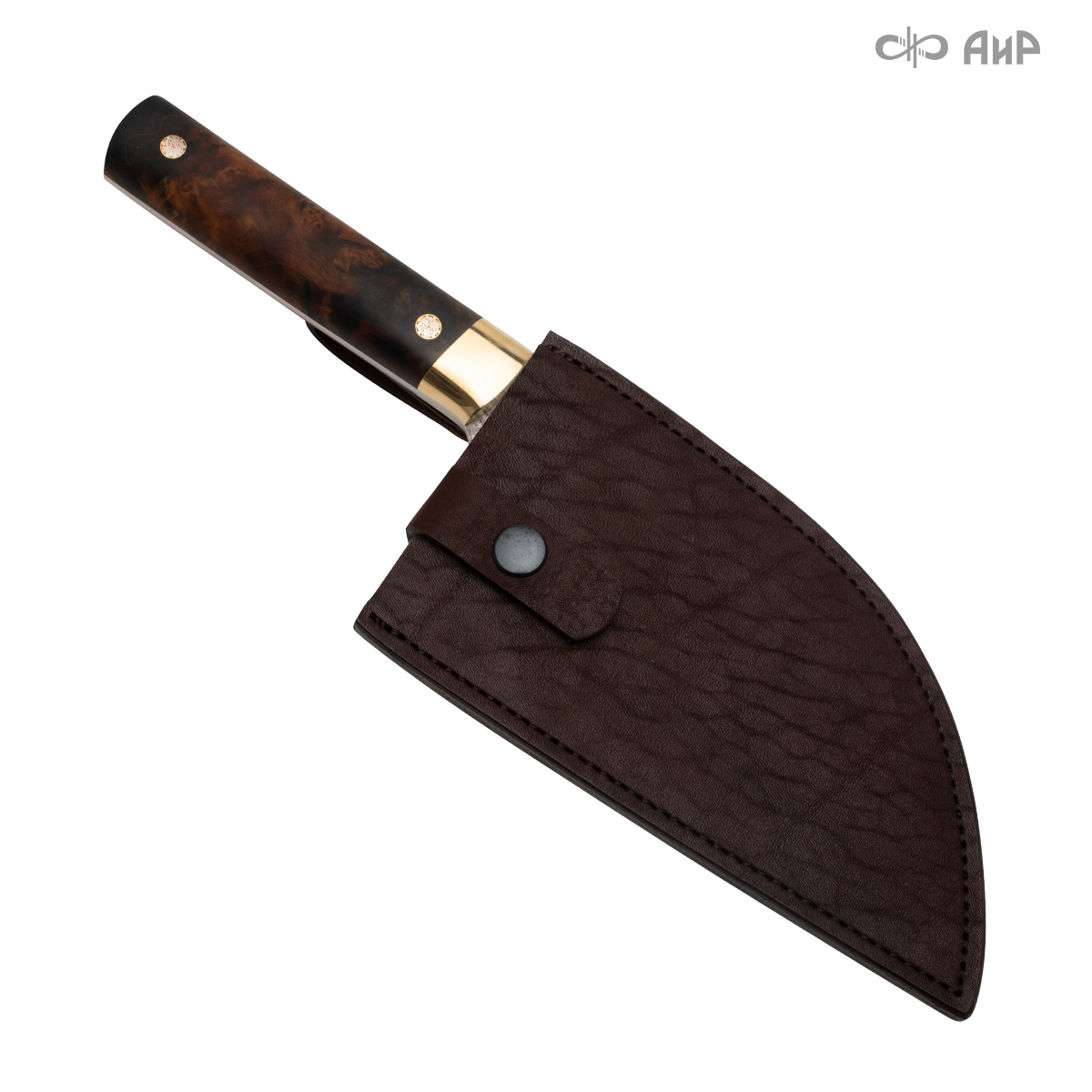 Сербский нож ЦМ (стабилизированный березовый кап, латунь, мозаичные пины, кастомная заточка) - Компания «АиР»