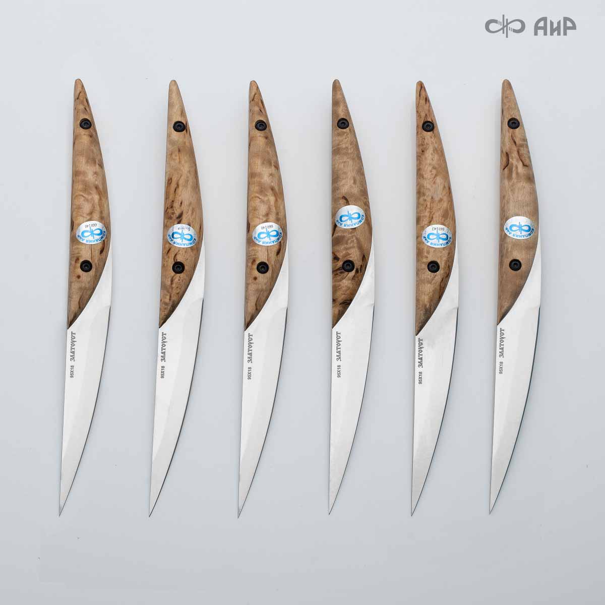 Набор стейковых ножей ЦМ (карельская береза, фибра) - Компания «АиР»