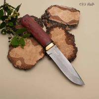 Турист (стабилизированная карельская береза красная, латунь) дамасская сталь ZDI-1016 - Компания «АиР»