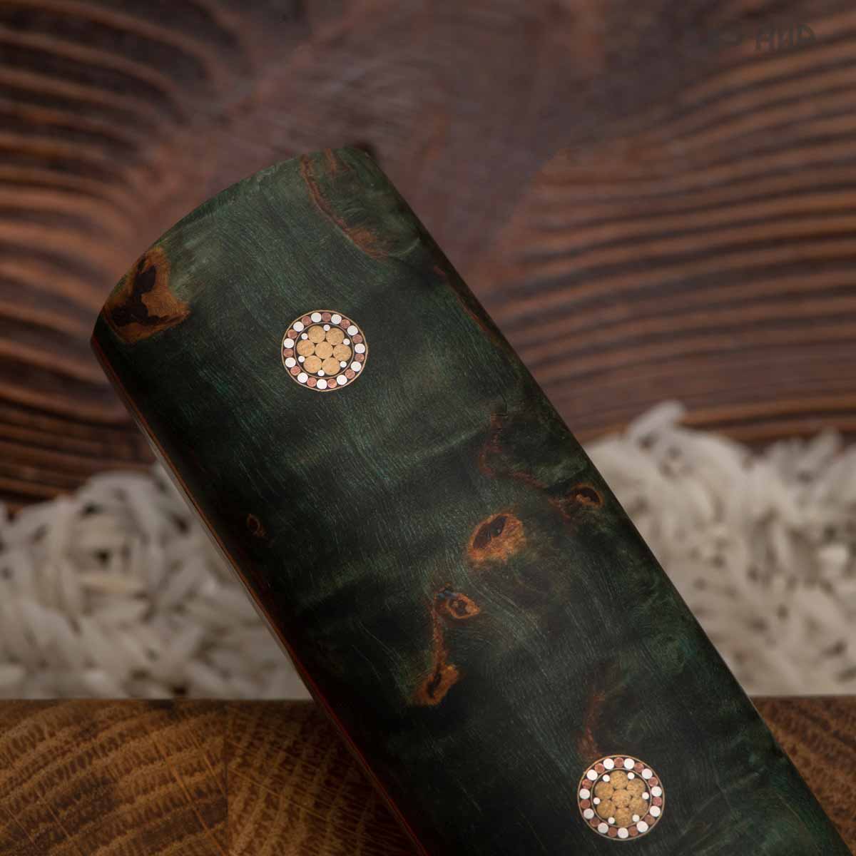 Сербский нож ЦМ (стабилизированная карельская береза зеленая, медь, фибра, мозаичные пины) - Компания «АиР»