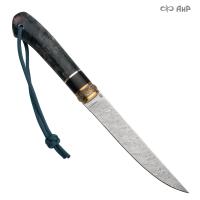 Нож Финка-5, стабилизированная карельская береза лазурная, стабилизированный граб, авторские ножны, Артикул: 38902