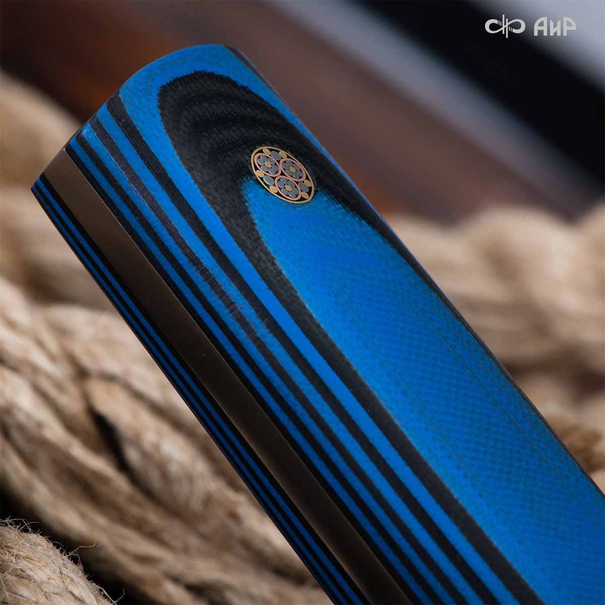 Сербский нож ЦМ (G10 черно-синий, мозаичные пины, кастомная заточка) - Компания «АиР»