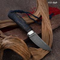 Горностай (стабилизированная карельская береза лазурная, паракорд с темлячным узлом, кастомная заточка, авторские ножны) дамасская сталь ZDI-1016 - Компания «АиР»