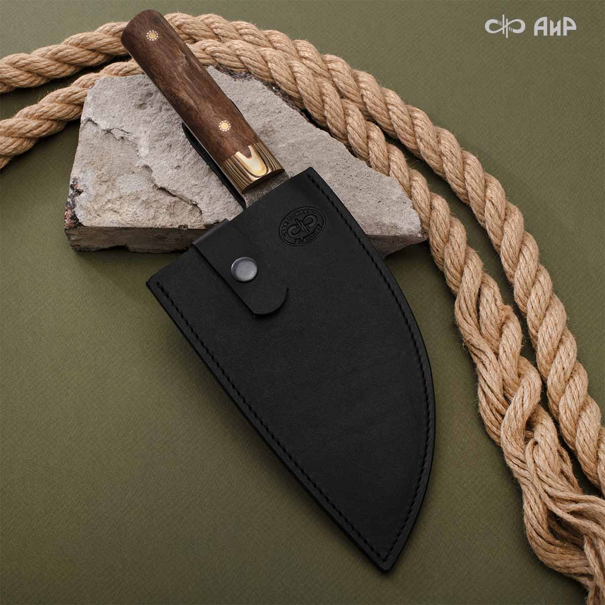 Сербский нож ЦМ (стабилизированная карельская береза коричневая, мокуме гане, кастомная заточка), дамасская сталь ZDI-1016 - Компания «АиР»