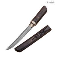  Нож Айкути, дамасская сталь ZDI-1016 (макасар, фути и хабаки мокуме гане), Артикул: 36534