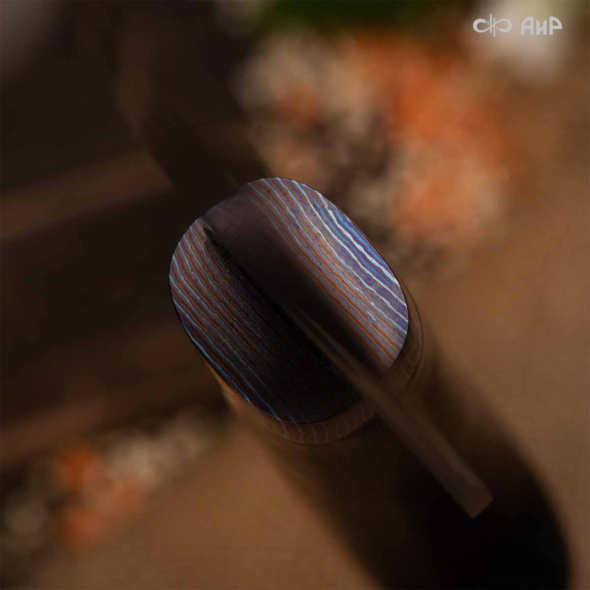 Пчак (композит светящийся и изменяющий цвет, узор волны, ЗлаТи (ZlaTi), кастомная заточка) дамасская сталь ZDI-1016, узор пирамида нью - Компания «АиР»