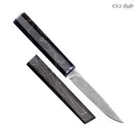 Нож Офисный (композит с алюм., коричневый, ZlaTi), дамасская сталь ZDI-1016