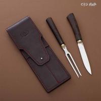 Набор Стейковый (нож и вилка, стабилизированный ореховый кап, латунь)