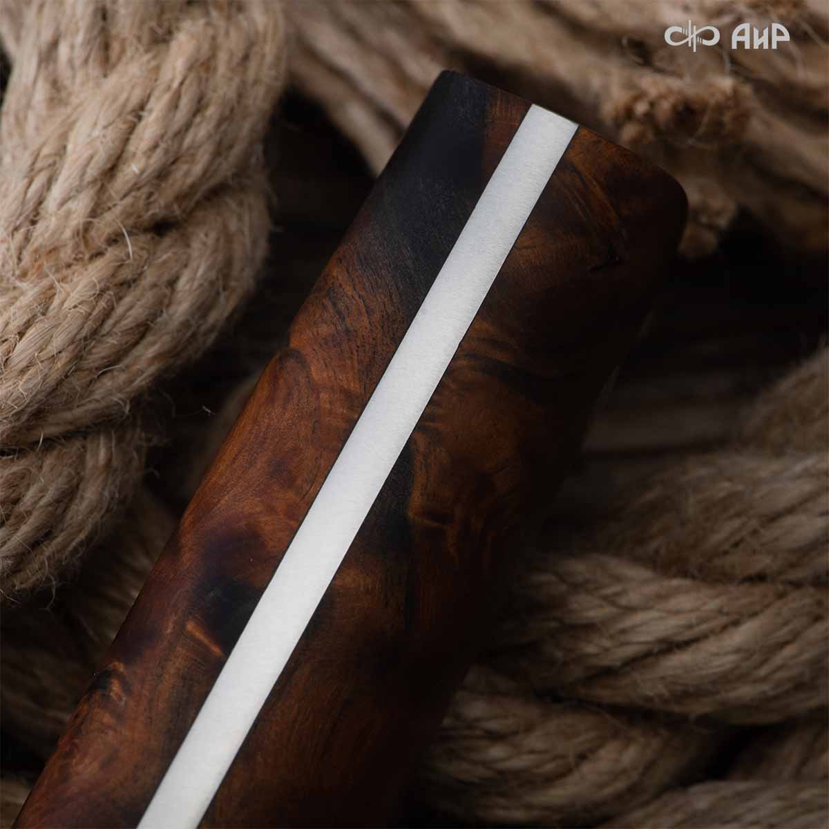 Сербский нож ЦМ (стабилизированный березовый кап, латунь, мозаичные пины, кастомная заточка) - Компания «АиР»