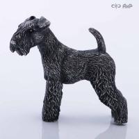 Сувенир Вельштерьер № 3 (литье, латунь, чернение серебра, магнит)