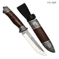  Нож Бекас с сюжетом Свирепый тигр, комбинированные ножны, Артикул: 38936