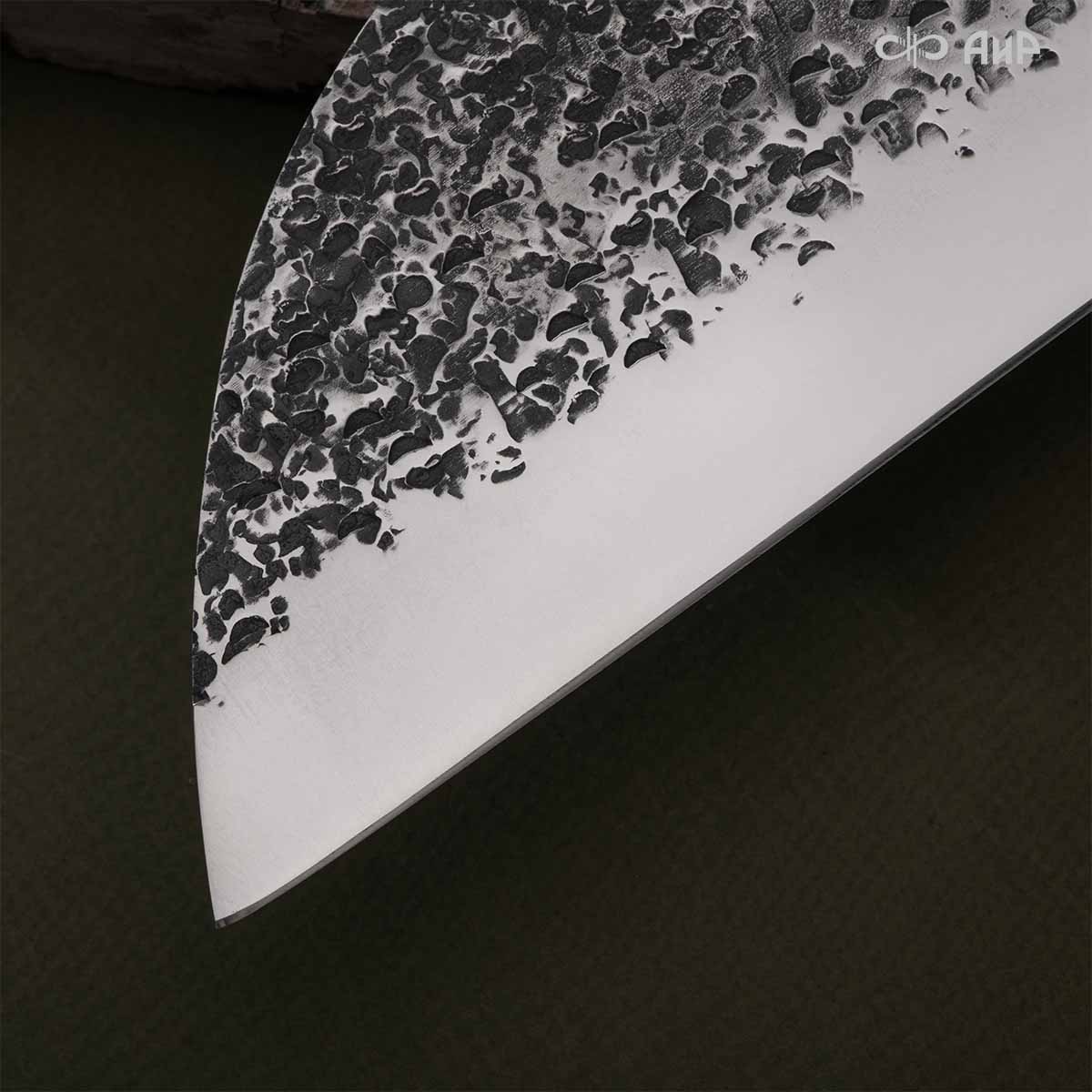 Сербский нож ЦМ (стабилизированная карельская береза зеленая, латунь, кастомная заточка) - Компания «АиР»