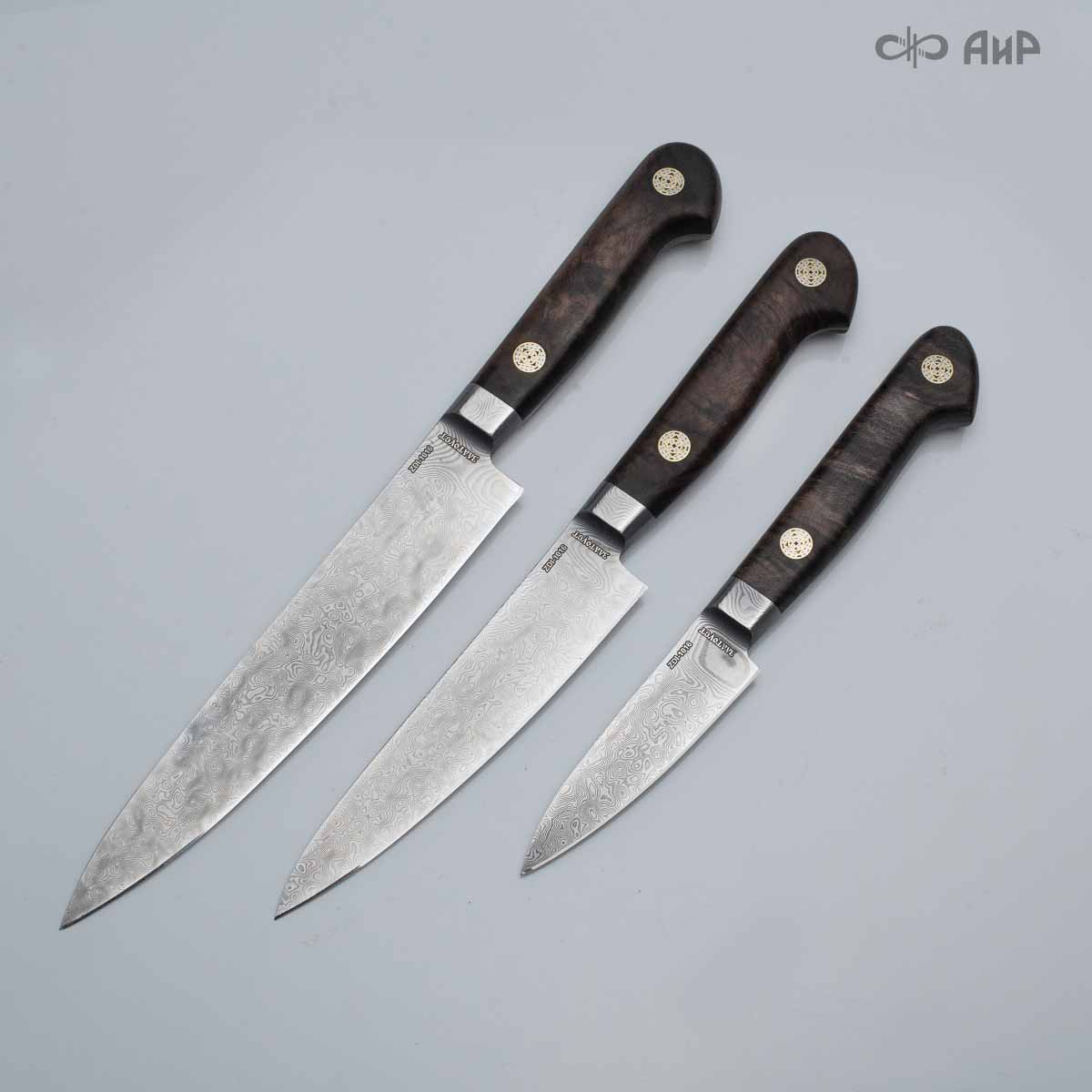 Овощной ЦМ интегральный (стабилизированный кап ореховый, мозаичные пины) дамасская сталь ZDI-1016 - Компания «АиР»