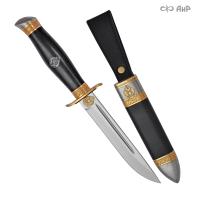  Нож Финка-2 Пограничник с золотом, 40Х10С2М, скрим, комбинированные ножны Артикул: 32122