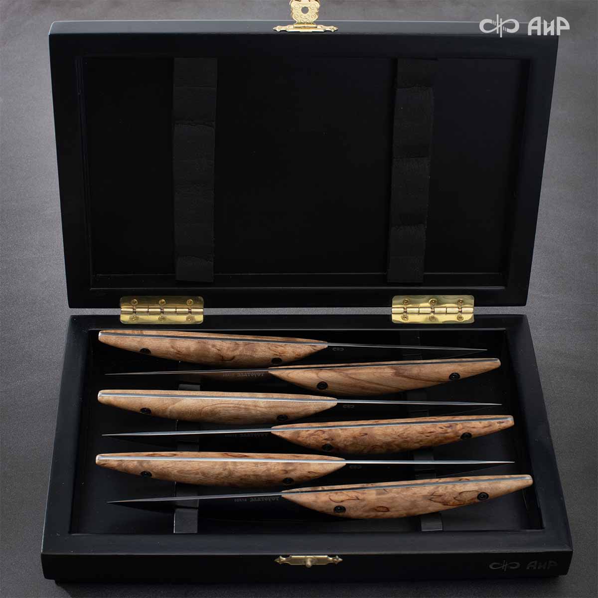 Набор стейковых ножей ЦМ (карельская береза) - Компания «АиР»