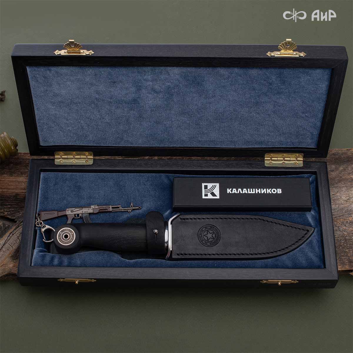 Штык-К100 (стабилизированный граб, вставка из мельхиора, брелок, ручка) в подарочной коробке - Компания «АиР»