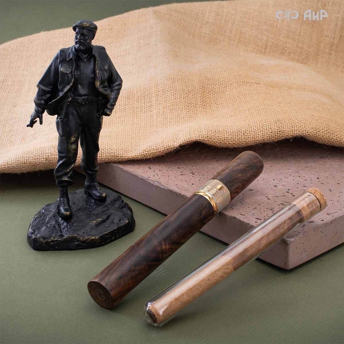 Нож Сигара Кохиба (Cohiba), ореховый кап, дамасская сталь ZDI-1016, Артикул: AF0000019699  - Компания «АиР»