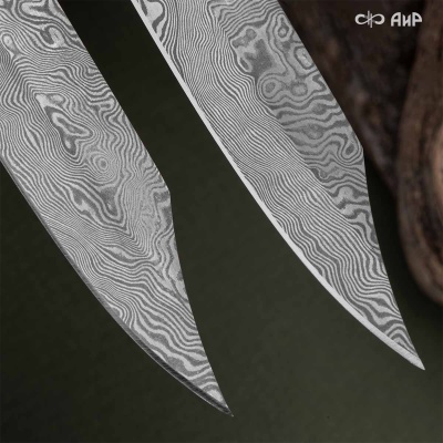Засапожный-1 (стабилизированный граб, ZlaTi, кастомная заточка) дамасская сталь ZDI-1016 - Компания «АиР»