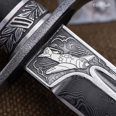 Нож Финка-2 Авиатор с серебром, дамасская сталь ZDI-1016, комбинированные ножны, Артикул: 39251 - Компания «АиР»