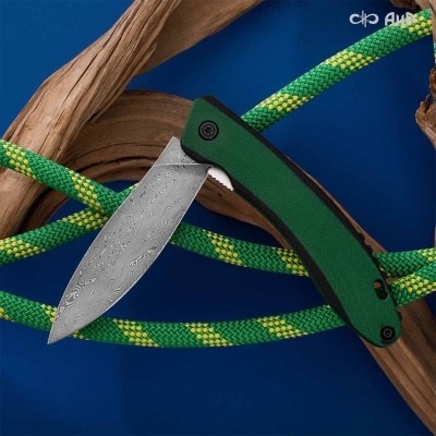 Хантер (G10 черно-зеленый, кастомная заточка) дамасская сталь ZDI-1016 - Компания «АиР»