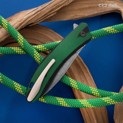 Хантер (G10 черно-зеленый, кастомная заточка) дамасская сталь ZDI-1016 - Компания «АиР»