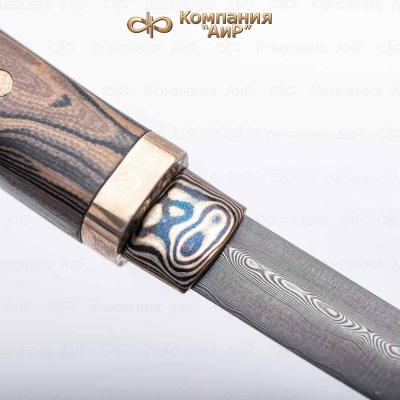 Нож Айкути, дамасская сталь ZDI-1016, G10 Burl Camo, фути и хабаки мокуме гане - Компания «АиР»