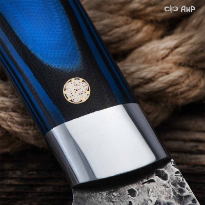 Сербский нож ЦМ (G10 черно-синий, мозаичные пины, кастомная заточка) - Компания «АиР»