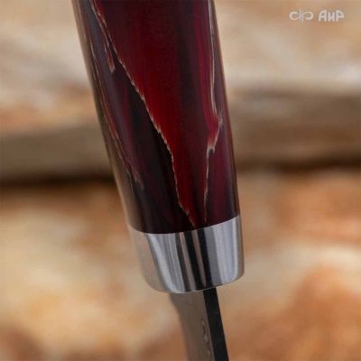 Пескарь (композит растительные волокна красный) дамасская сталь ZDI-1016 - Компания «АиР»