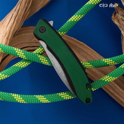 Хантер (G10 черно-зеленый, кастомная заточка) дамасская сталь ZDI-1016 - Компания «АиР»